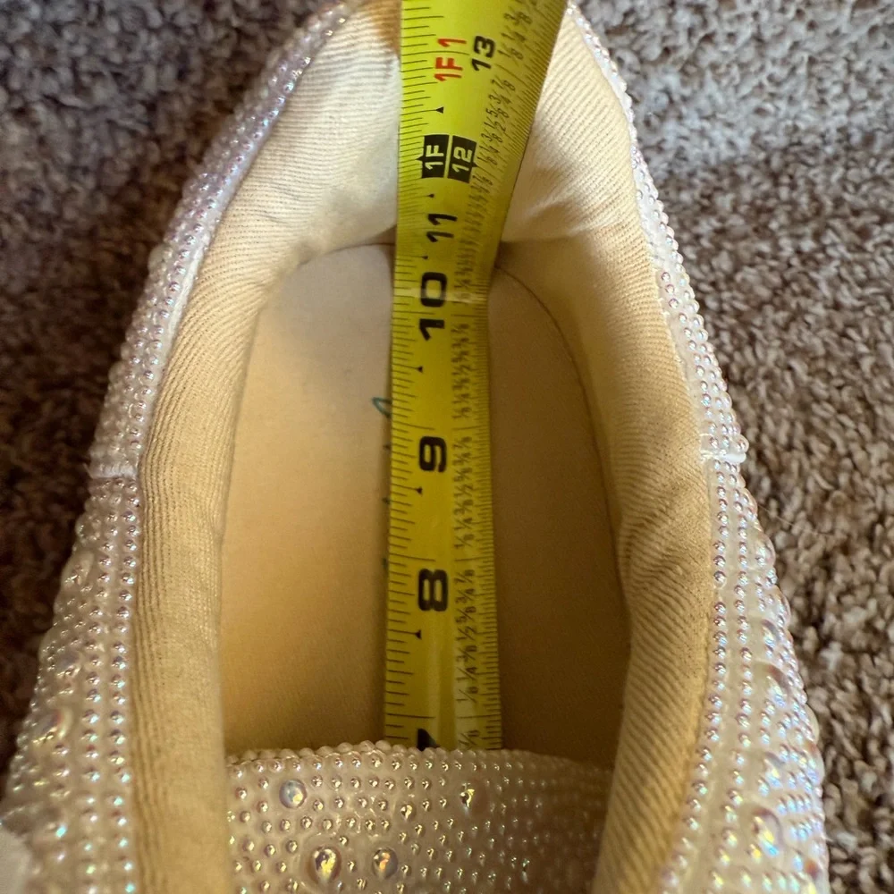 Betsey Johnson Sdny Women’s Cream Beaded Embellished Women's Sneakers - Picture 13 of 14